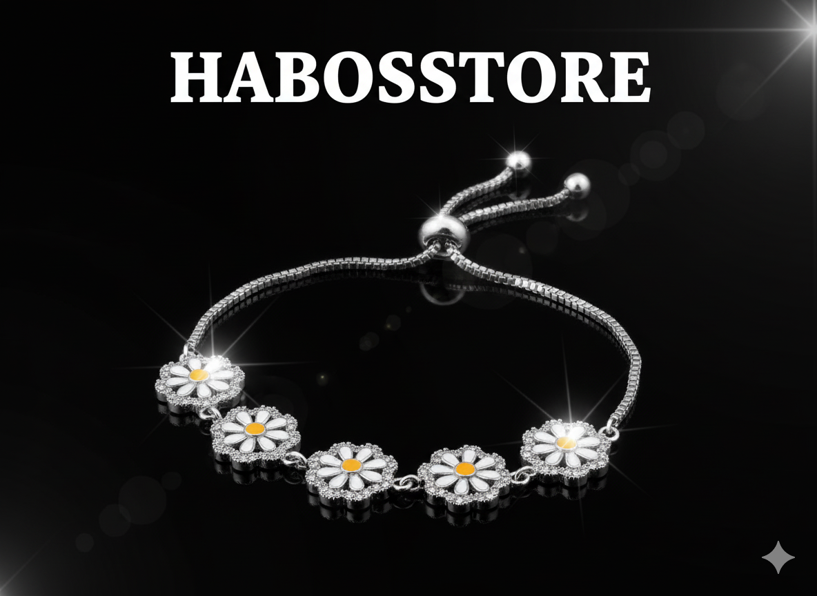 “Daisy Charm” Papatya Zirkon Taşlı Kadın Bileklik Habos Store