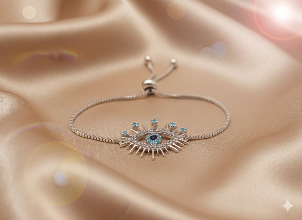 “Blue Eye” Tek Göz Mavi Taşlı Zirkon Kadın Bileklik Habos Store