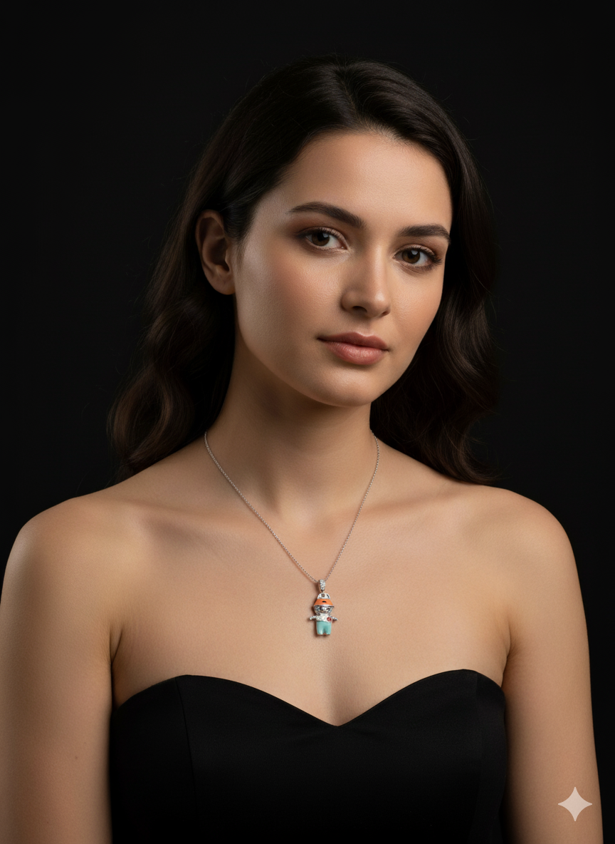 “Silver Clown” Palyancolu Çizgi Film Karakterli Gümüş Renkli Kolye Habos Store