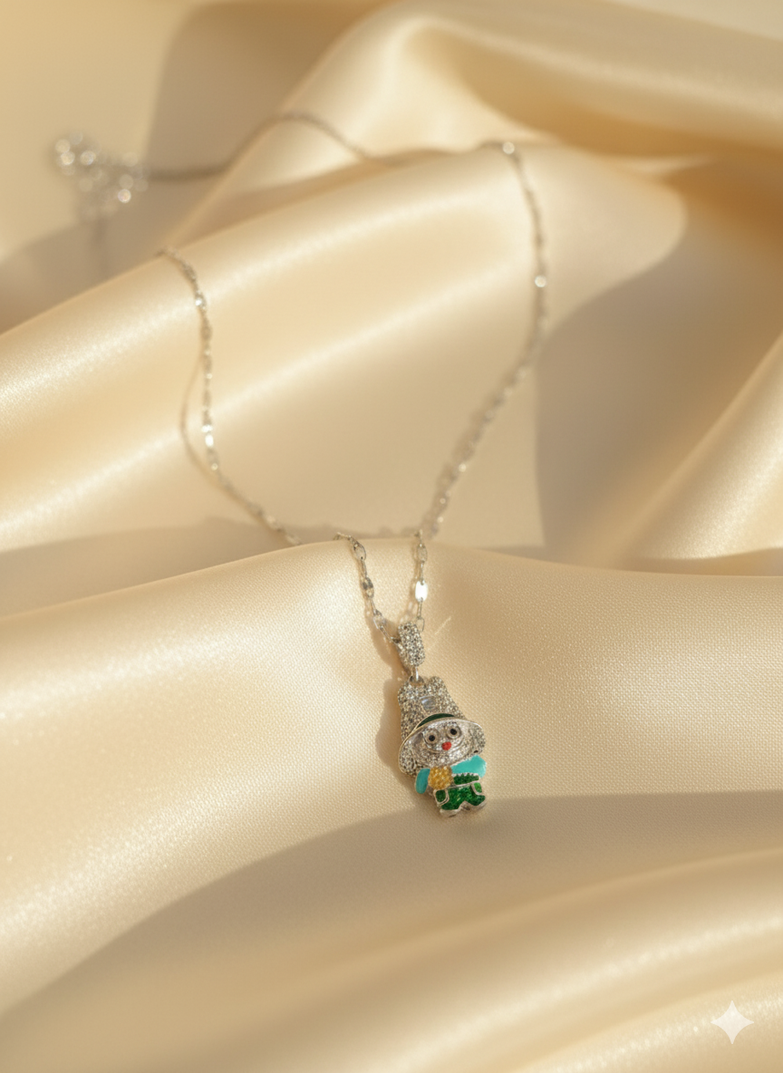 “Silver Clown” Palyancolu Çizgi Film Karakterli Gümüş Renkli Kolye Habos Store