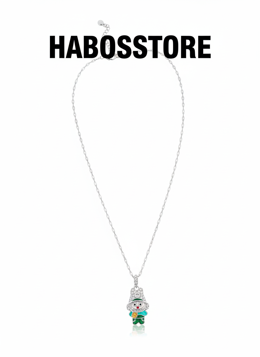 “Silver Clown” Palyancolu Çizgi Film Karakterli Gümüş Renkli Kolye Habos Store