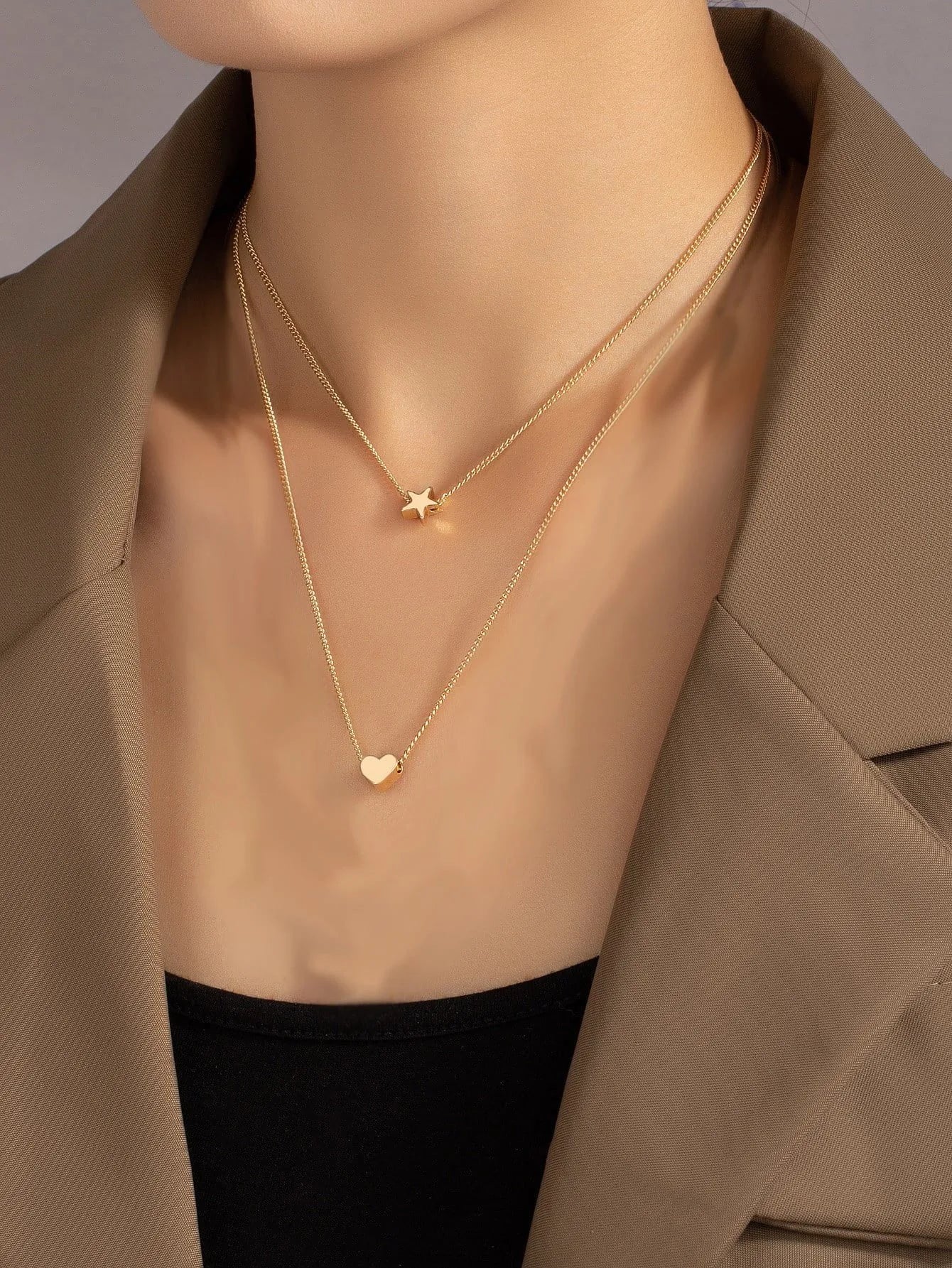 “Star Love” Yıldızlı Kalpli Kolye – Altın Renk Habos Store