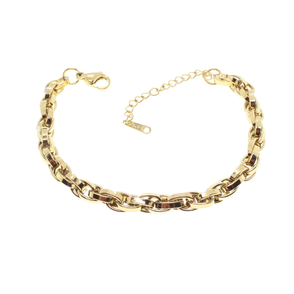 “Interlace Glow” İç İçe Geçmiş Paslanmaz Çelik Kadın Bileklik Habos Store