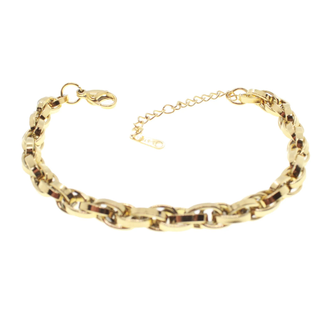 “Interlace Glow” İç İçe Geçmiş Paslanmaz Çelik Kadın Bileklik Habos Store