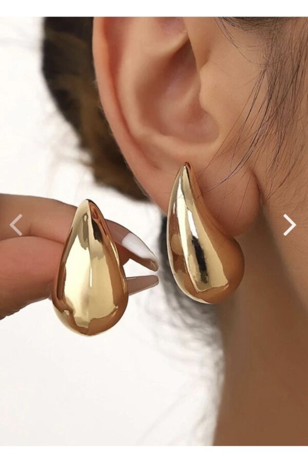 “Golden Drop” Damla Şekilli Altın Kaplama Kadın Küpe Habos Store