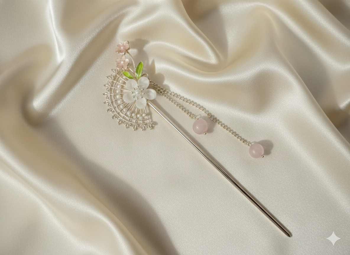 “CrystalDynasty Luxe Hairpin” Paslanmaz Çelik Taşlı Gösterişli Çin Tokası Habos Store